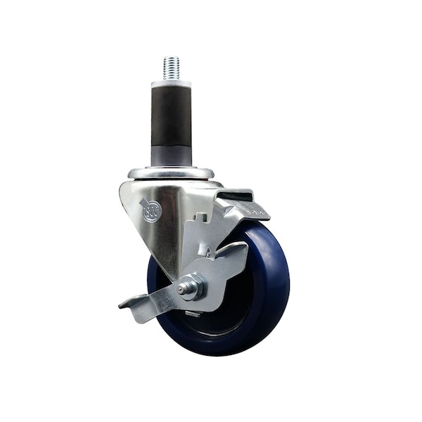 3.5'' Solid Poly Swivel 1-1/4'' Expanding Stem Caster with Brake
